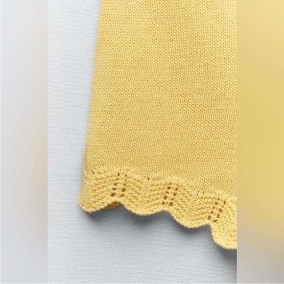 ZARA YELLOW Butter Scalloped Crochet KNIT SHORTS Women’s S Boho Festival Spring - Picture 4 of 15